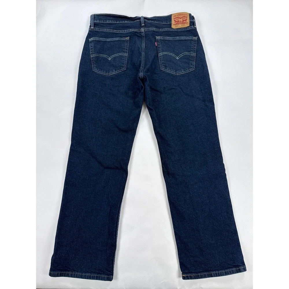 Levis Mens Jeans 36x30 Blue 514 Straight Fit Dark Wash Denim Stretch